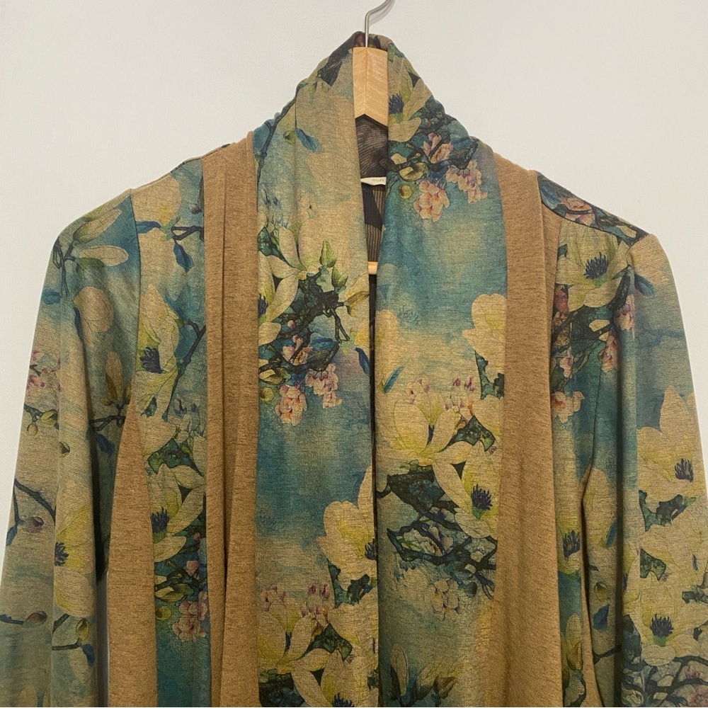 Soft Surroundings Floral Tea Garden Bird/Floral Topper Open Cardigan Jacket SP - Picture 3 of 6
